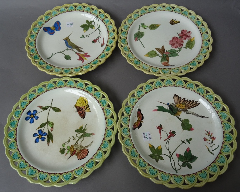 A Wedgwood earthenware part dessert service, 1870's, printed and coloured with birds, - Image 4 of 7