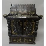 A 19th century Anglo-Indian bone inlaid coromandel table top writing cabinet,