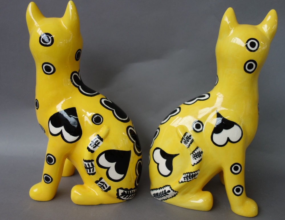 A pair of Griselda Hill pottery `Wemyss ware' cats, late 20th century, - Image 3 of 4