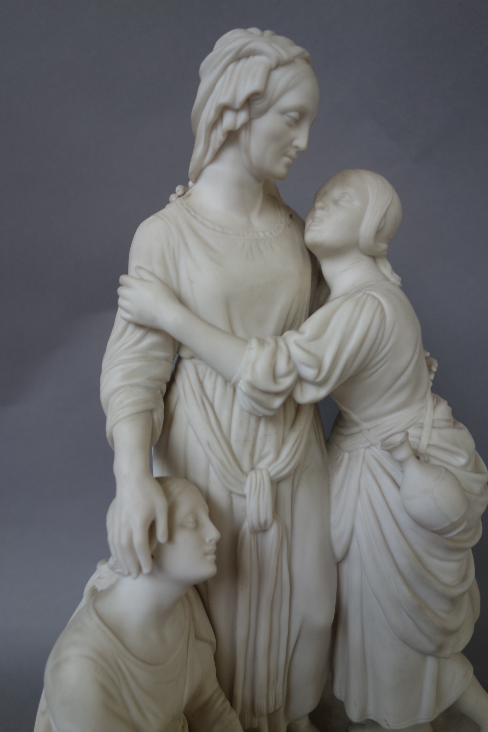 A Minton parian group, `Naomi and her daughters in law', circa 1858, raised on an oval titled base, - Image 2 of 6