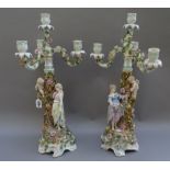 A pair of Sitzendorf four-light candelabra, late 19th century,