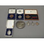 One silver and one bronze Notts & Derby Regiment medal, four silver fob medals,