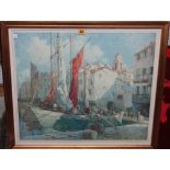 William Lee Hankey (1869-1952), Harbour scene, colour reproduction, signed in pencil, 48.5cm x 58.