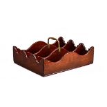 A George IV mahogany triple division bottle carrier with brass loop handle,