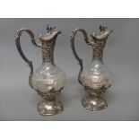 A pair of French claret jugs,