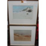 William Parkyn (1875-1949), Dunes on the coast, a pair, watercolour, both signed, each 19cm x 28cm.