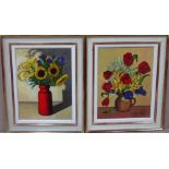 Lucy Best (Contemporary), Floral still lives, a pair, oil on canvasboard, both signed,