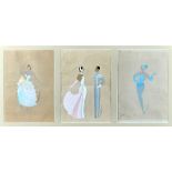 Erté (Romain de Tirtoff 1892-1990), Three costume designs, gouache, two signed, framed as one,
