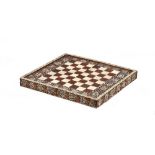 A late 18th century Anglo-Indian ivory inlaid rosewood Vizagapatam folding games box,