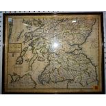 A 'New Map of the South part of Scotland' framed and glazed, long two part map,