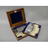 A Victorian silver composite set of twelve pairs of dessert or fruit knives and forks,