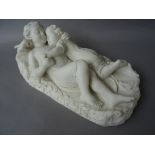 A Minton parian group,` Babes in the Wood', circa 1850, modelled by John Bell, incised mark to base,