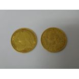 A Victoria Jubilee head half sovereign 1887 and a Victoria old head half sovereign 1893, (2).