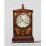 A rosewood and brass inlaid mantel clock Retailed by William Carter, Salisbury,