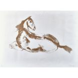 Dame Elisabeth Frink (1930-1993), Lying down horse, lithograph in brown, 1972,