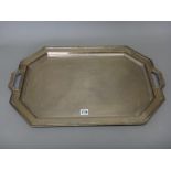 An American sterling twin handled tray, the centre initial engraved JFB,