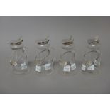 A set of four silver mounted glass whisky noggins, Birmingham 1937,