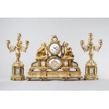 A Napoleon III ormolu and Sèvres style mounted clock garniture Signed Pepin, A Paris,