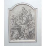 Italian School (18th century), Madonna, child and assembled saints, pen, ink and grey wash,