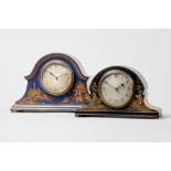 Two Edwardian chinoiserie decorated hump-back mantel timepieces The movements by Couaillet One