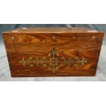 A late Regency brass inlaid Kingwood rectangular tea caddy, with twin lidded interior,