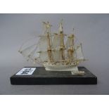 A Dieppe carved ivory ship, late 19th century,