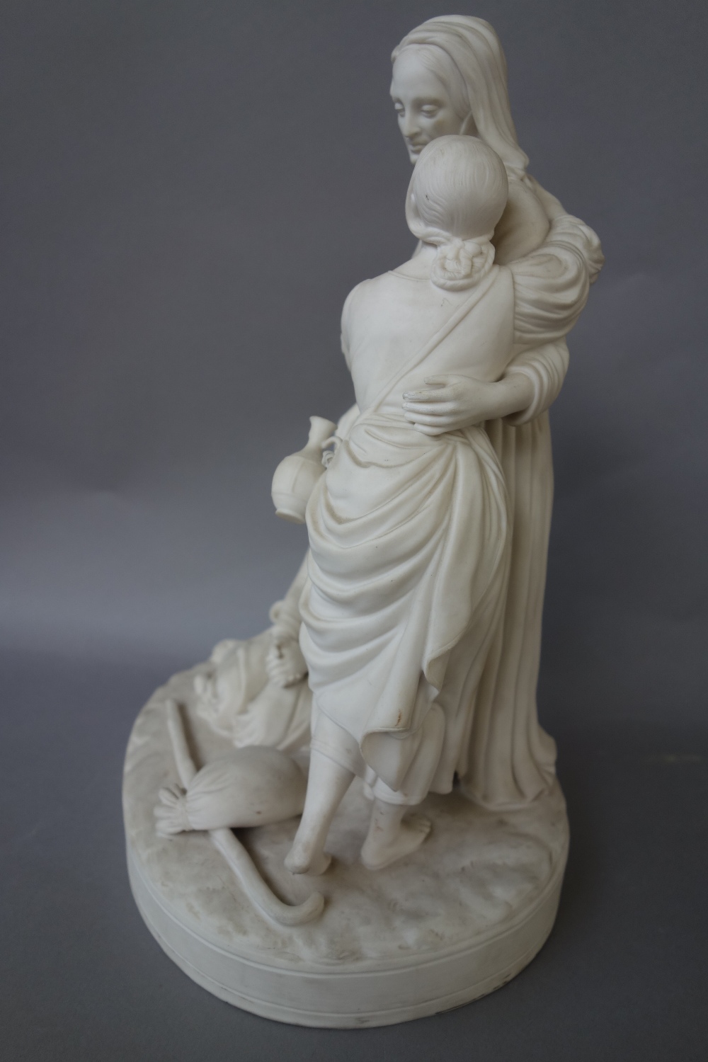 A Minton parian group, `Naomi and her daughters in law', circa 1858, raised on an oval titled base, - Image 4 of 6