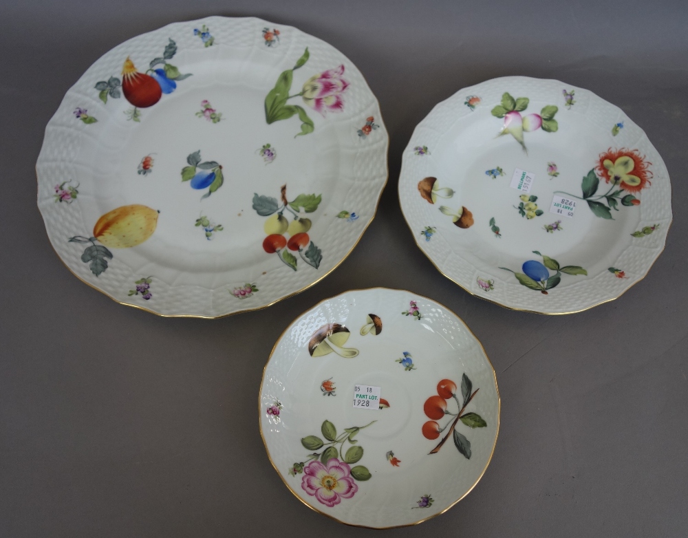A Herend porcelain part dinner and tea service decorated in the 'Fruits and Flowers' pattern, - Image 3 of 4