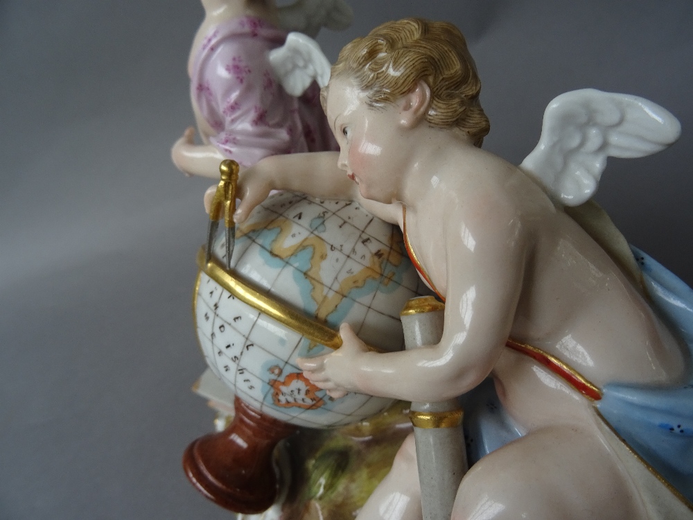 A Meissen porcelain allegorical group, 'Astronomy and Navigation', late 19th century, incised 2460, - Image 5 of 6