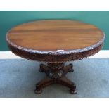 A 19th century Anglo-Indian carved hardwood centre table,