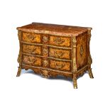 A Louis XIV style commode, the shaped marble top with outstepped rounded corners,