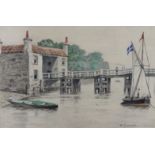 Walter Greaves (1846-1930), Old Putney Bridge, watercolour and pencil, signed, 21cm x 31cm.
