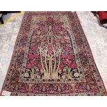 A Kerman Laver Tree of Life prayer rug, Persian,