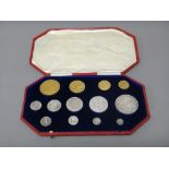 An Edward VII 1902 Coronation year thirteen coin matt proof specimen coin set,