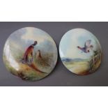 Two Royal Worcester circular plaques, by James Stinton, circa 1930,