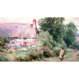 Henry John Sylvester Stannard (1870-1951), The path by the cottage, watercolour, 24.5cm x 35cm.