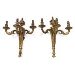 A pair of Regency style ormolu wall applique, late 19th century,
