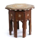 An Indian ivory inlaid ebony banded hardwood table, Hoshiarpur, late 19th century,