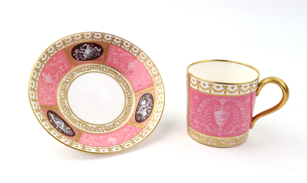 A Mintons pink ground coffee can and saucer, late 19th century, - Image 6 of 22