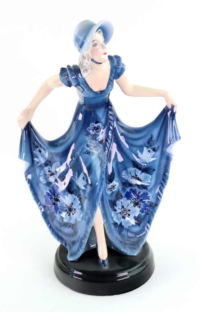A Goldscheider pottery figure of a young lady, circa 1930, designed by Dakon,