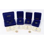 Isle of Man - a collection of eight silver proof and other one pound coins, six cased (8).