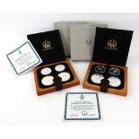 Canada 1972 Olympic four coin silver proof set, in white birch presentation case x 2 sets (8).