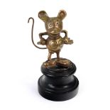 A cast brass car mascot in the form of Mickey Mouse,