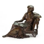 A French bronze, Lady of Art, circa 1880, 30cm high, 35cm wide, Purchased from Abbey Antiques,