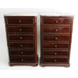 A pair of small reproduction Louis XVI style mahogany gilt metal mounted table top chests, Spanish,