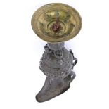 A Renaissance style bronzed gilt metal ewer and stand, Italian, circa 1870,