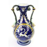 A Ginori Italian Maiolica two handled baluster vase, early 20th century,