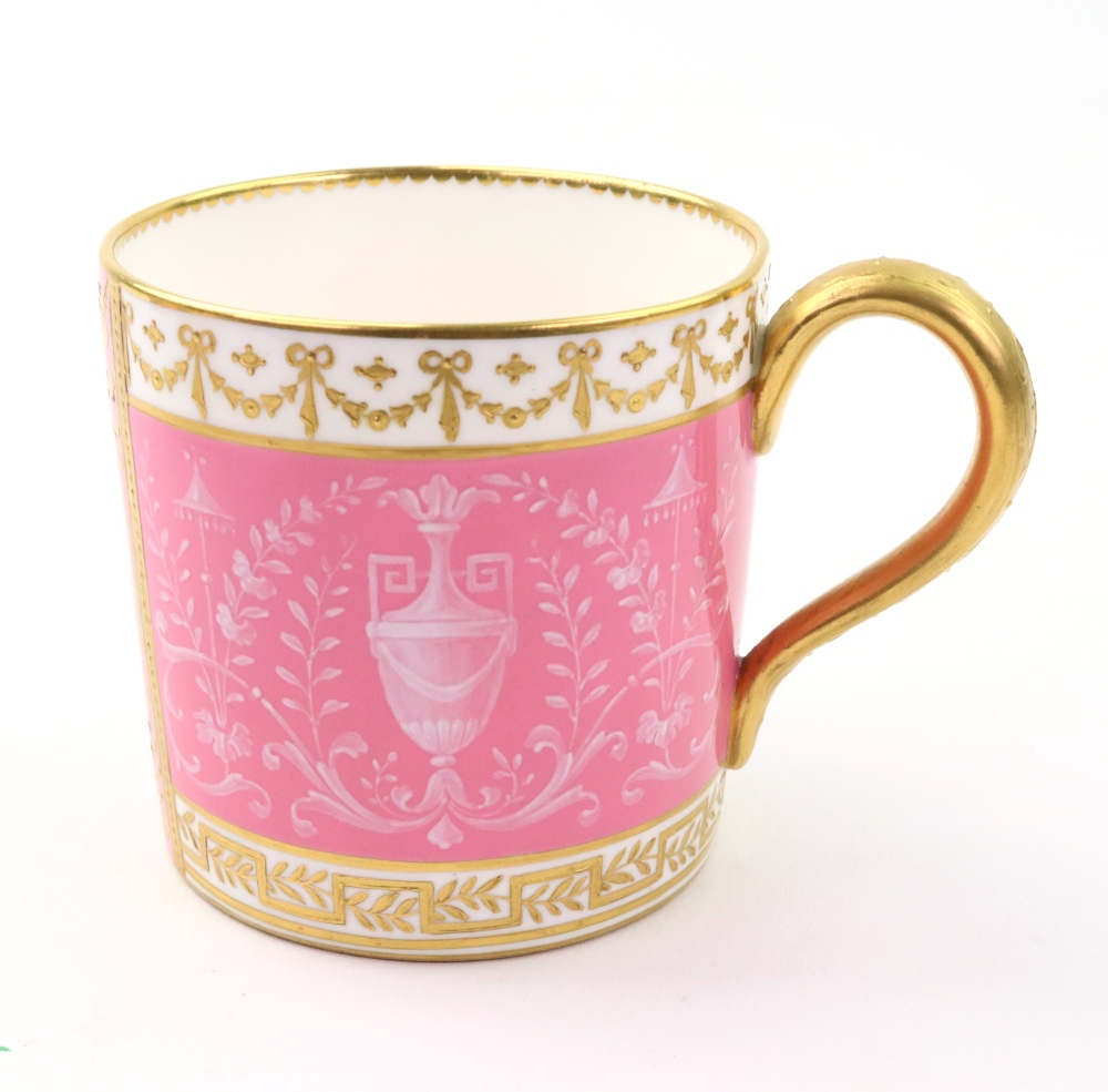 A Mintons pink ground coffee can and saucer, late 19th century, - Image 16 of 22