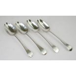 A set of four George III old English pattern tablespoons, London 1766, by S.J.