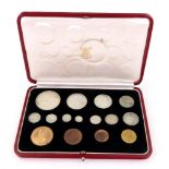 George VI 1937 specimen coin set, crown - farthing and maundy set,